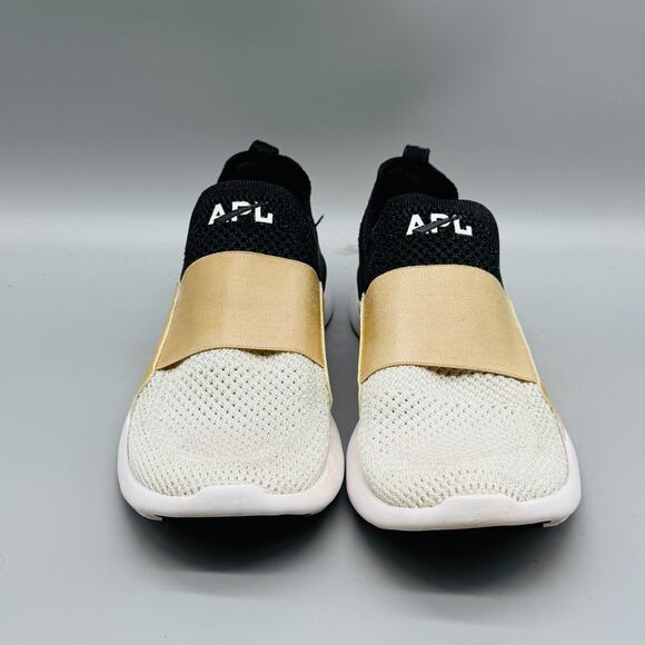 APL Shoes Womens 6 White Black Gold TechLoom Bliss Slip On Running Sneakers - Picture 3 of 10
